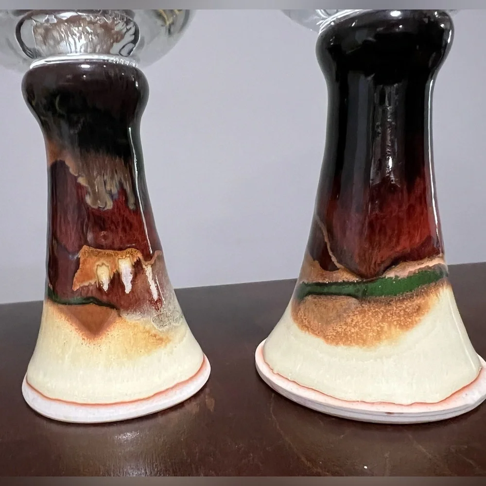 Set of 2 Studio Pottery Votive Candle Holders or Glasses